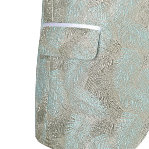 <span class=keywords><strong>Traje</strong></span> de Novio HD207 <span class=keywords><strong>Verde</strong></span> <span class=keywords><strong>Claro</strong></span> con Estampado Floral, <span class=keywords><strong>Traje</strong></span> de 2 Piezas para <span class=keywords><strong>Hombre</strong></span>, Corte Entallado, Chaqueta Brillante con Pantalones Negros - Product Image 4