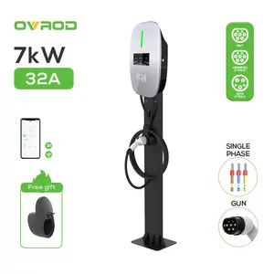 Ovrod 7Kw Home Electric Car Charger Wallbox With 32 Amp Ampere Column Type Charging Piles For Floor-Mounted Charging Stations