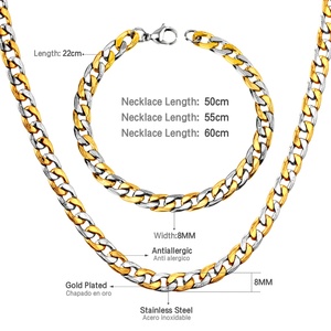 Collar de Cadena Cubana de Acero Inoxidable Personalizado con Oro de 18k y Cierre de Langosta para Conjunto de Joyería de Moda para Mujeres y Hombres - Product Image 4