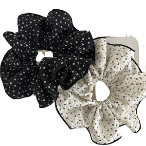 Tela Floral de gran tamaño de alto grado, diadema intestinal de gran tamaño, temperamento, Polka Star Lock Edge Hair Scrunchies - Product Image 2