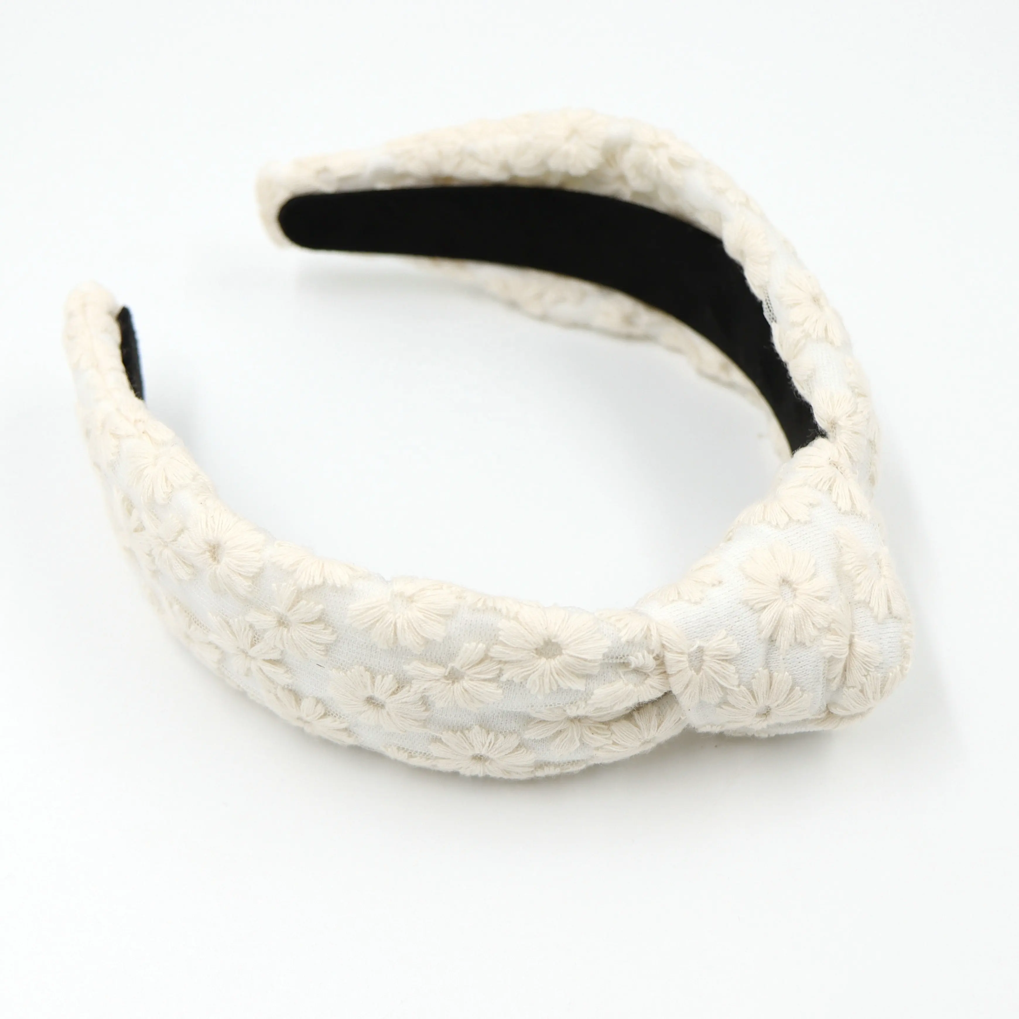 New Fashion Design Embroidery Daisy Flower Designs Headband Knot Headband For Women