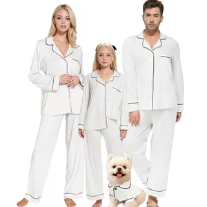 Usine 100% Coton De Luxe Pyjamas Famille Femme 2 Pièces Ensemble Ensemble Bambou Long Vêtements De Nuit Pjs Pyjamas Pijamas Mujer Pour Femmes