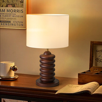Lampe LED E27 AC en bois simple et moderne avec abat-jour en tissu pour la décoration d'appartement, de bureau ou de table