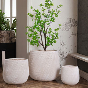 Vaso <span class=keywords><strong>da</strong></span> <span class=keywords><strong>Esterno</strong></span> in Argilla Fibrosa Atlantica Extra Large, Ecologico, Durevole, Leggero, Intagliato a Mano, Stile Moderno e Semplice, per Piante - Product Image 4