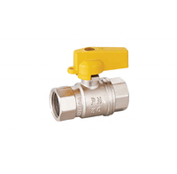 Haute qualité Pn30 Double filetage femelle jaune poignée papillon en laiton gaz eau huile robinet à tournant sphérique