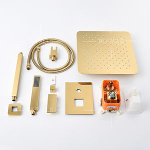 الذهب دش الحنفيات الذهب براس الجدار الخيالة دش مطري للحمام رئيس مربع أخفى خلاط صنبور الدش مجموعة - Product Image 6