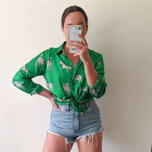Camicie estive Casual camicette con stampa a catena Chiffon Streetwear top da donna primavera elegante camicia a tunica con bottone taglie forti - Product Image 5