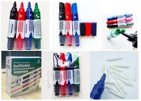 Marqueur effaçable à sec Joycolour 4 couleurs rechargeable, pointe moyenne, pour bureau et éducation