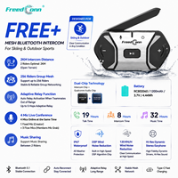 Intercom FreedConn FREE+ Mesh pour 256 motards, portée de 2 km, réduction de bruit DSP, étanche IP67, casque pour casque de moto