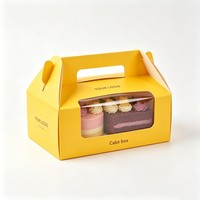 Boîte à gâteau en carton kraft de qualité alimentaire avec poignée haute, personnalisable, pour emballage de mini-gâteaux de mariage