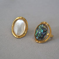 Bague réversible double face en forme de coquille, plaquée, géométrique ovale, bijou d'index pour femme