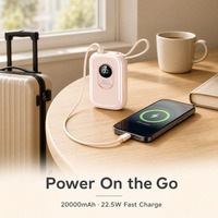 Batterie externe 20000mAh Li-Polymère Haute Capacité 22.5W Câble de Charge Portable LED iPhone 2026 Nouvelle Arrivée