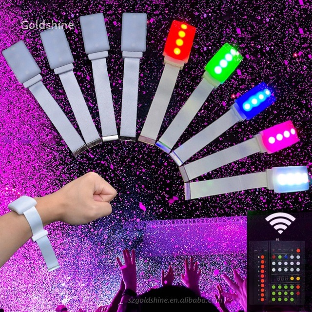 RGB LED Wristband Wireless Remote Control Glowing Bracelet for Concerts DMX Remote Controlled Battery Powered LED Flashing