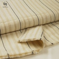 Tissu en coton et lin rayé de qualité supérieure, tissé doux, à texture naturelle, de couleur naturelle, personnalisé par un designer de marque, dernier design