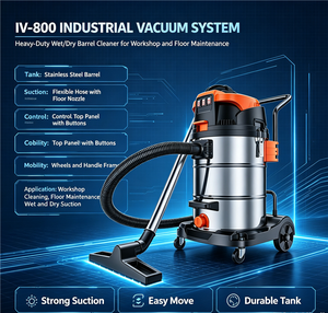 Aspiradora Industrial de Alta Potencia para Húmedo y Seco, Kit de Aspiradora Comercial de Acero Inoxidable - Product Image 3