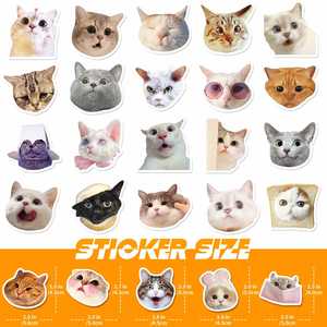 Pegatinas Personalizadas YR1624 Impermeables de un Solo Uso, 50/100 Unidades, con Memes de Gatos Divertidos y Lindos para Botellas de Agua, Laptops, Teléfonos, Equipaje, Guitarra - Product Image 4
