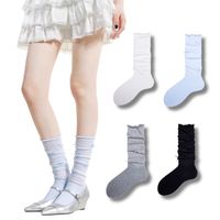 Ensemble de chaussettes d'hiver pour femmes, en dentelle moelleuse jusqu'au genou, respirantes, transparentes, à compression antidérapante, jetables, classe 1, avec bordure personnalisée