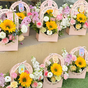 بيع بالجملة علب تغليف علب كعكة الزهور صندوق مقبض بتصميم مخصص لمتاجر الزهور - Product Image 2