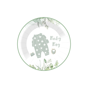 DAMAI - Juego de Platos de Papel para Decoración de Baby Shower de Niño, Color Verde, Juego de Platos, Servilletas y Vasos de Papel para Revelación del Género del Bebé - Product Image 4