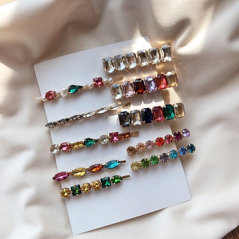 Необычная металлическая красочные блестящие с украшением в виде кристаллов заколка для волос в Корейском стиле Простые зажим алмазы милые детские заколки для волос для девочек
