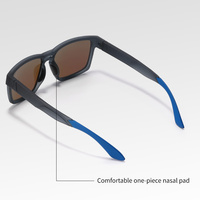 Lunettes de soleil sportives ZHENQI S11106, monture carrée bleue légère, unisexe, verres polarisés, protection UV, pour l'extérieur