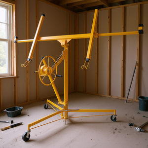 Sollevatore per Pannelli in Cartongesso 11 Piedi Giallo in Metallo, Attrezzatura da Costruzione per Operazioni a Terra - Product Image 2