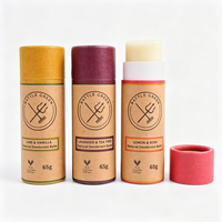 Emballage de tube en papier à pousser, personnalisé, biodégradable, en carton kraft, pour baume à lèvres, déodorant en stick