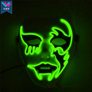 TW-M074หน้ากากปีศาจเรืองแสงหน้ากากพีวีซีแบบไม่ระบุชื่อพร้อมสายรูปเอลฮาโลวีนงานคาร์นิวัลหน้ากากเรืองแสงตกแต่งหน้ากากเรืองแสงในที่มืด LED - Product Image 5