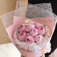 Selongsong Bunga Kardus Bermotif Jala Terjalin 120g Kraft Pembentuk Buket Pembungkus Bahan Ganda Penyangga Struktural Florist