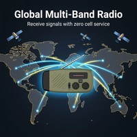 Radio Multibanda para el Hogar con Manivela, Banco de Energía, Linterna IPX3, Alerta SOS, Radio Satelital Global de Supervivencia para Camping