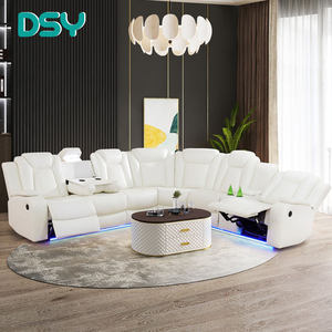 सफेद श्वास लेदर 3-टुकड़ा लिविंग रूम रिक्लियर सोफा सेट बुद्धिमान रिक्लियर सोफा - Product Image 1