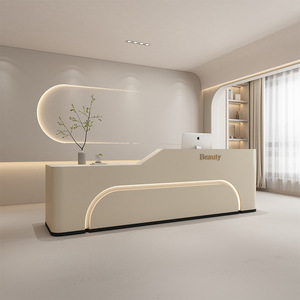 Lussuoso moderno banco Reception in legno di alta qualità bello aspetto per le piccole cliniche saloni di bellezza elegante cassa <span class=keywords><strong>scrivania</strong></span> - Product Image 2