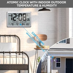 LFF Atomic Digital <strong>Wall</strong> <strong>Clock</strong> Never Needs Setting Indoor/<strong>Outdoor</strong> Temp Humidity Battery Operated Wireless Sensor 45" Numbers - Product Image 6