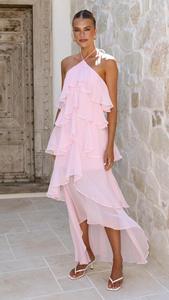 <span class=keywords><strong>Abito</strong></span> <span class=keywords><strong>lungo</strong></span> vintage in chiffon floreale con <span class=keywords><strong>scollo</strong></span> all'americana, senza maniche, a strati e con volant, perfetto per l'estate e le feste in spiaggia, da donna - Product Image 4