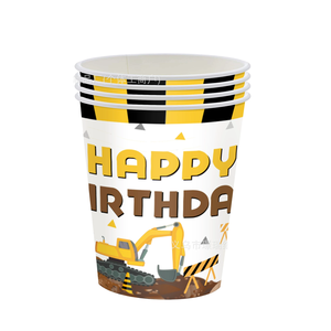 Suministros para Fiesta de Cumpleaños con Temática de Camiones de Construcción Amarillos para 16 Niños, Platos, Vasos y Servilletas de Papel con Excavadora y Retroexcavadora - Product Image 5