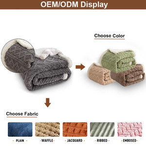 Nhà Máy Bán Buôn Siêu Mềm Ấm Cúng Ấm Áp Hai Lớp Lông Cừu Chăn Tùy Chỉnh Jacquard Logo Flannel Sherpa Ném Chăn Cho Mùa Đông - Product Image 3
