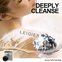 Logo personnalisé grande bouffée de douche Nature bambou charbon de bois maille éponge de bain luffa Pouf boule en vrac bain brosses éponges épurateurs