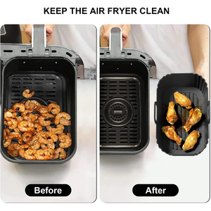 Lot de 2 doublures en silicone pour friteuse à air, antiadhésives, réutilisables, 8 litres, compatibles lave-vaisselle, design rectangulaire - Product Image 4