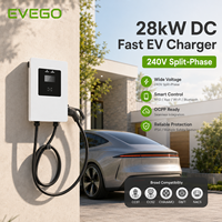 Cargador Solar para Vehículos Eléctricos EVEGO CCS2 de 28 kW, 240 V, Nivel 2, Monofásico, ISO15118, OCPP 2.0.1, Estación de Carga Inteligente EVSE con WiFi 4G