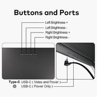 Moniteur portable 15,3 pouces, 1 câble pour 2 écrans, extension de moniteur d'ordinateur portable, triple moniteur 60 Hz pour Windows et Macbook