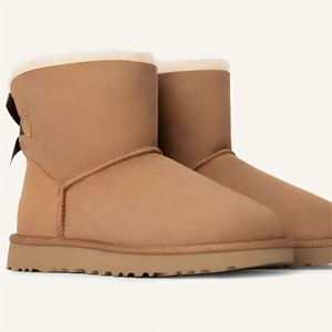 Botas de nieve casuales para mujer, modelo <span class=keywords><strong>Bailey</strong></span> Bow, de gamuza, con forro de felpa, cómodas, cálidas e impermeables, para invierno, de la marca smartwaveDesigner. - Product Image 2