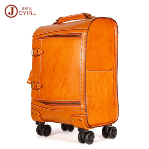 Joyir Genuine Leather <b>Trolley</b> <b>Suitcase</b> 20inch Business Travel Retro Luggage With Universal Wheels - Product Image 5