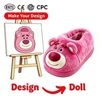 Sepatu Rumah Boneka Hewan Kartun 3D Custom, Bahan Katun, Lapisan Jaring, Bersertifikat EN71, Ukuran & Warna Dapat Disesuaikan, Unisex