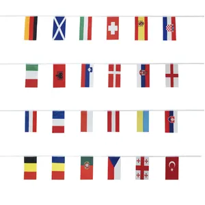 Wholesale National World Football Game Banner Decorative Euro 2024 Champions Cup String Bunting Flag For Party