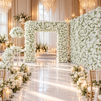 Décoration de fond de scène de mariage personnalisée, arche florale artificielle en soie de 8 pieds, panneaux muraux de fleurs artificielles