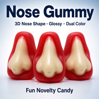 Bonbons gélifiés en forme de nez 3D, surface brillante, double couleur, confiserie gélifiée à mâcher pour les fêtes d'enfants