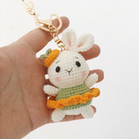 Porte-clés en crochet animal fait main, peluche en laine, poupée lapin, porte-clés de voiture, pendentif, jouet en crochet tricoté, cochon, panda, ours, peluche unique