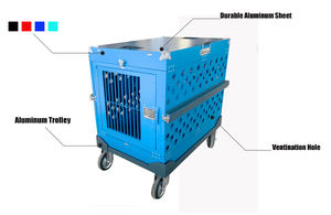 Cajas de viaje de aluminio para perros, jaula de Metal plegable portátil con ruedas y tapa de aseo - Product Image 4