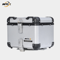 Boîte arrière de moto en aluminium 42L avec revêtement argenté personnalisé, logo OEM imprimé, personnalisation en petites séries prise en charge