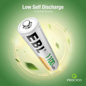 Piles AAA rechargeables Ni-MH préchargées EBL 1100 mAh, longue durée, lot de 8, capacités 600 mAh et 1000 mAh - Product Image 4
